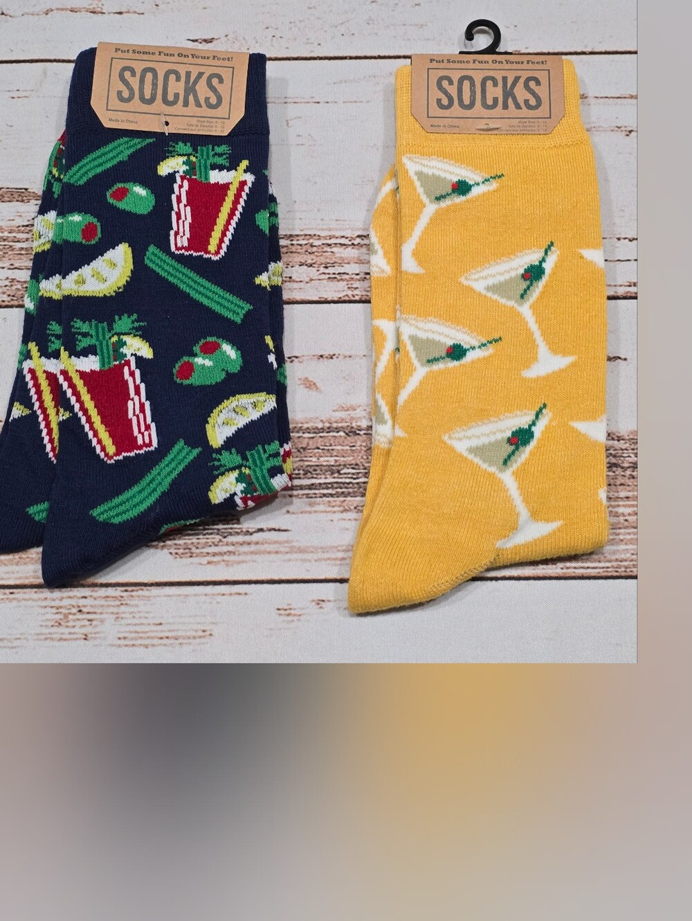 Bioworld Socks Drinks Cocktail Martini Navy Yellow